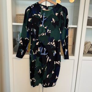 Ann Taylor Elegant Green and Navy Dress